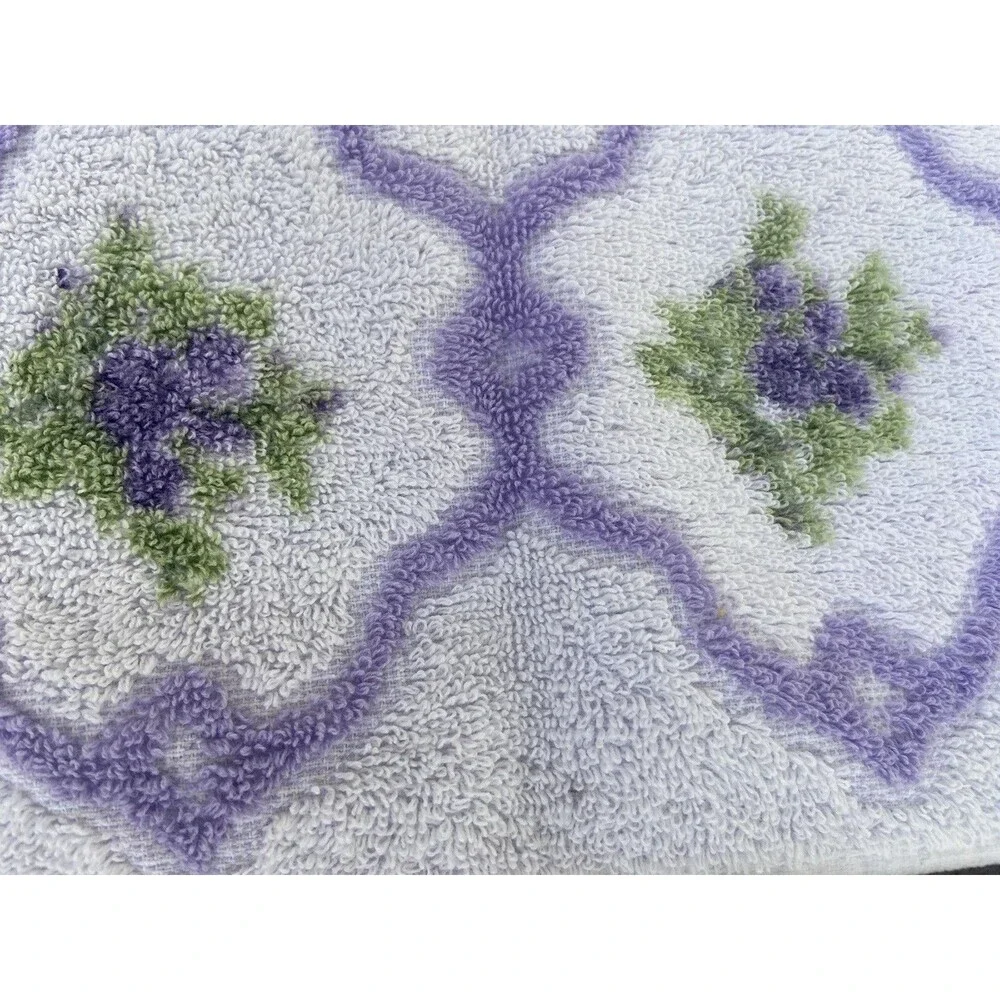 VTG 70s Floral Bath Towel Set Cannon Fieldcrest Dundee USA Cotton Fringe MCM